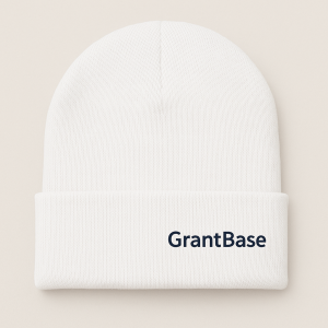 GrantBase Embroidered Beanie (White)